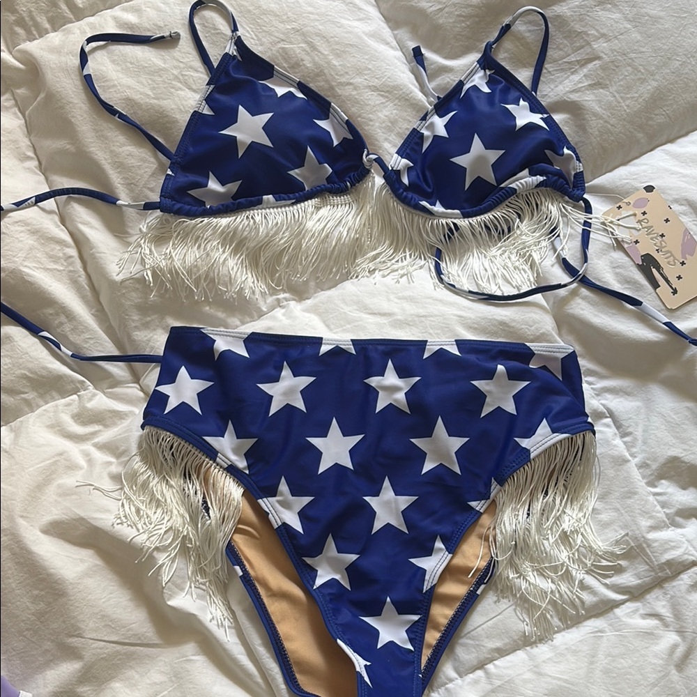 Blue Star Bikini with Fringe